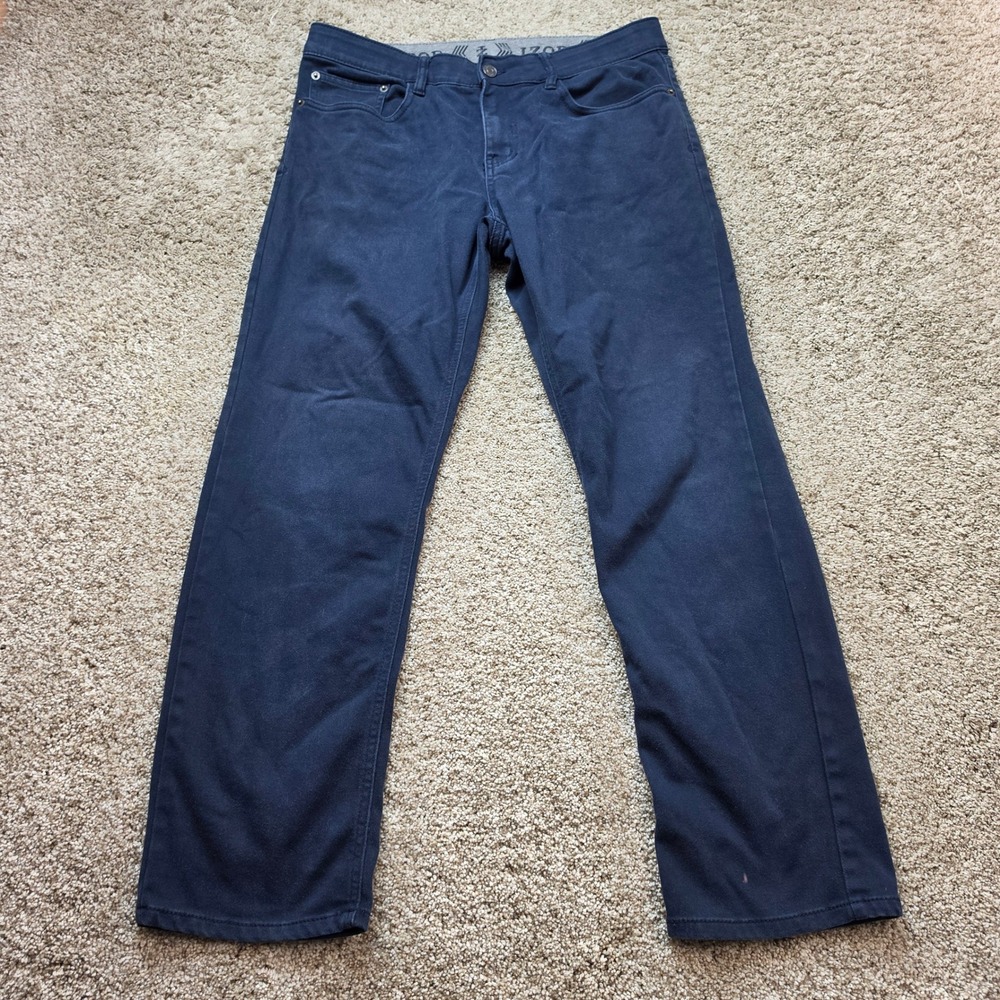 IZOD Regular Fit Pants Mens 32x30 Navy Blue Comfort Stretch Chino‎ Golfing